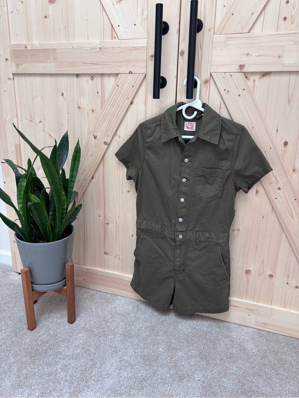 Levi's Olive Green Short-Sleeve Utility Romper